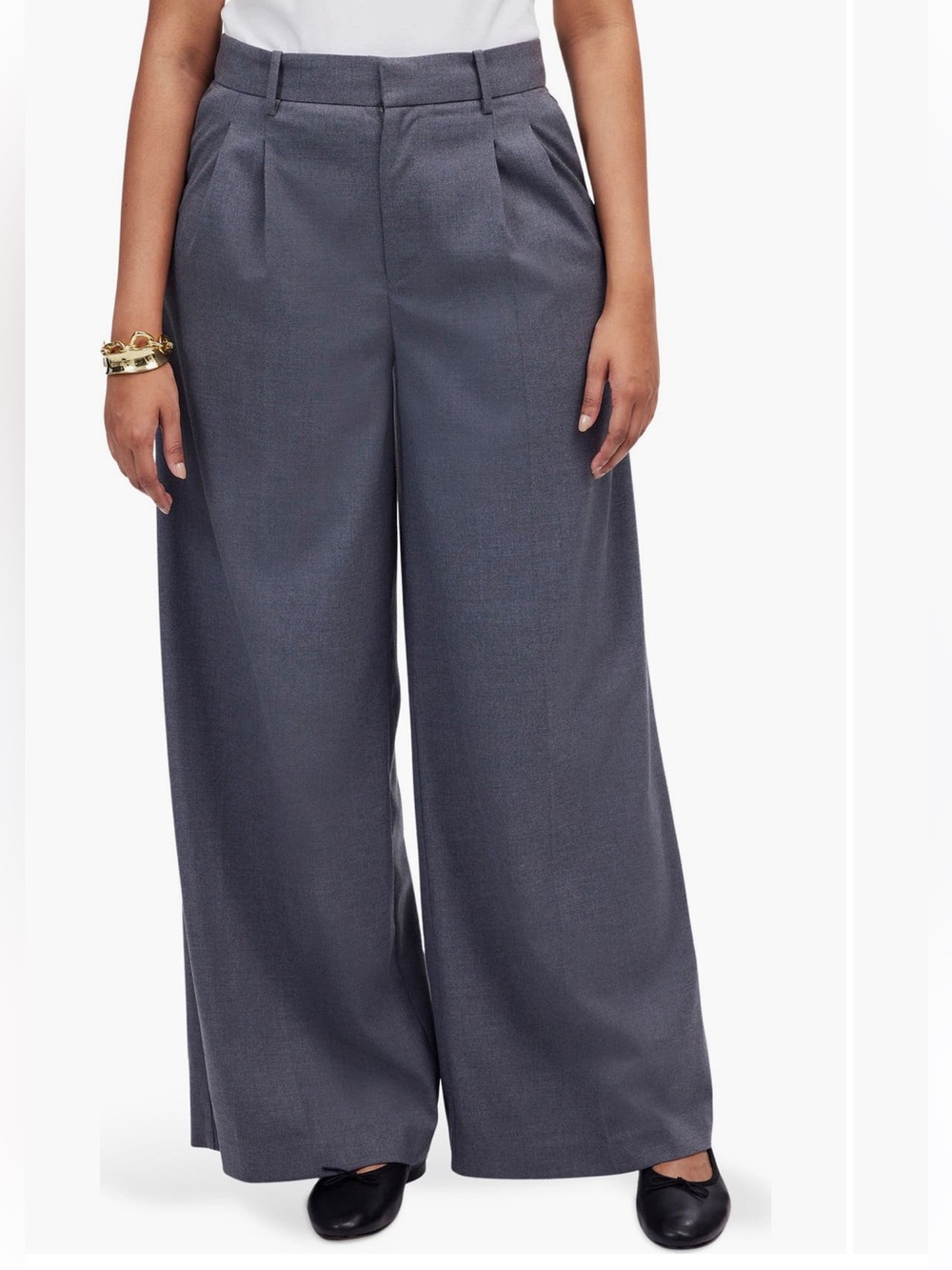 NWT Madewell The Harlow Superwide Leg Twill Pant |Wide-Leg Grey Women’s Trousers